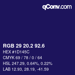 カラーコード: RGB 29 20.2 92.6 | qconv.com