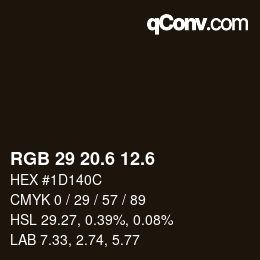 カラーコード: RGB 29 20.6 12.6 | qconv.com