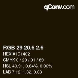 カラーコード: RGB 29 20.6 2.6 | qconv.com