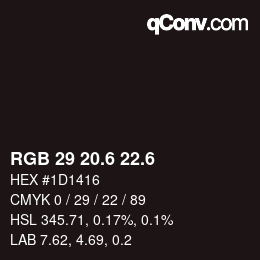 カラーコード: RGB 29 20.6 22.6 | qconv.com