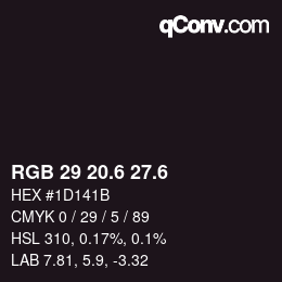 カラーコード: RGB 29 20.6 27.6 | qconv.com