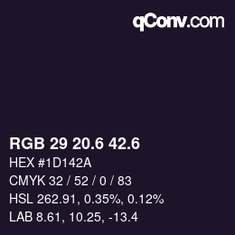 カラーコード: RGB 29 20.6 42.6 | qconv.com