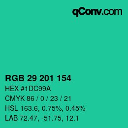 Color code: RGB 29 201 154 | qconv.com