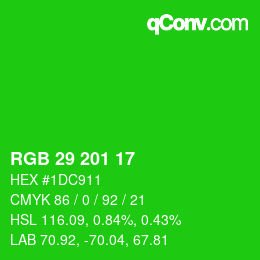 Color code: RGB 29 201 17 | qconv.com