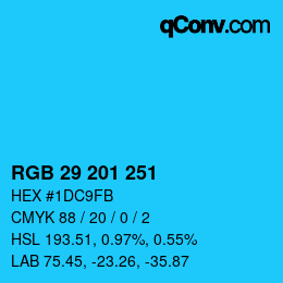 Color code: RGB 29 201 251 | qconv.com