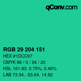 Color code: RGB 29 204 151 | qconv.com