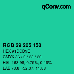 Color code: RGB 29 205 158 | qconv.com