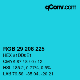 Color code: RGB 29 208 225 | qconv.com