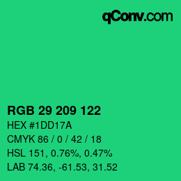 Color code: RGB 29 209 122 | qconv.com