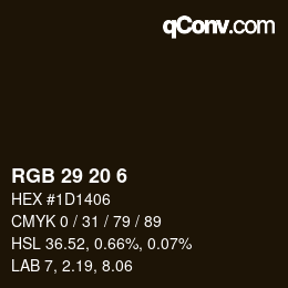 Color code: RGB 29 20 6 | qconv.com