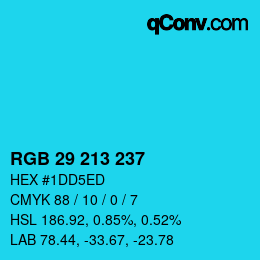 Color code: RGB 29 213 237 | qconv.com