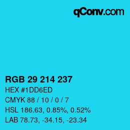 Color code: RGB 29 214 237 | qconv.com