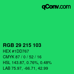 Color code: RGB 29 215 103 | qconv.com