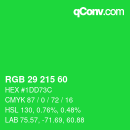 カラーコード: RGB 29 215 60 | qconv.com
