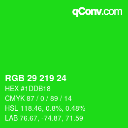 Código de color: RGB 29 219 24 | qconv.com