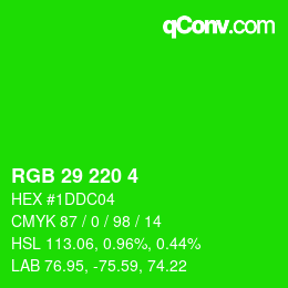 Color code: RGB 29 220 4 | qconv.com