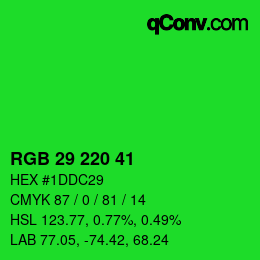 Color code: RGB 29 220 41 | qconv.com