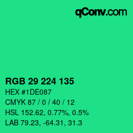 Color code: RGB 29 224 135 | qconv.com