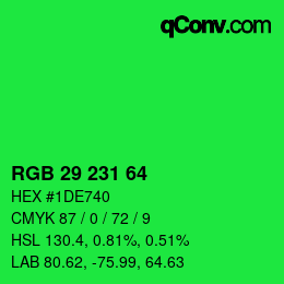 Farbcode: RGB 29 231 64 | qconv.com