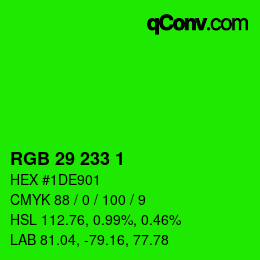 Color code: RGB 29 233 1 | qconv.com