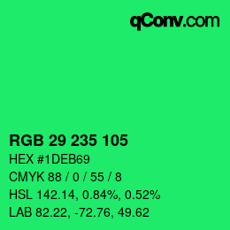 Farbcode: RGB 29 235 105 | qconv.com