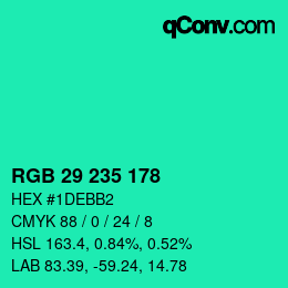 Color code: RGB 29 235 178 | qconv.com