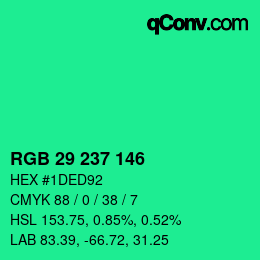 颜色代码: RGB 29 237 146 | qconv.com