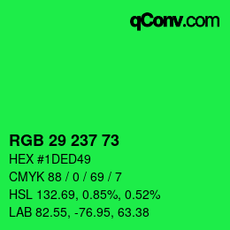颜色代码: RGB 29 237 73 | qconv.com