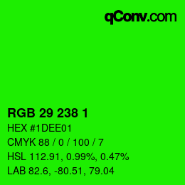 Color code: RGB 29 238 1 | qconv.com