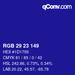 カラーコード: RGB 29 23 149 | qconv.com