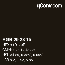 カラーコード: RGB 29 23 15 | qconv.com