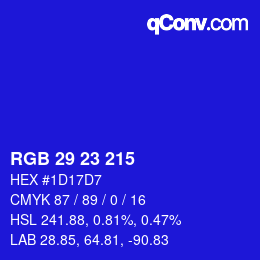 カラーコード: RGB 29 23 215 | qconv.com