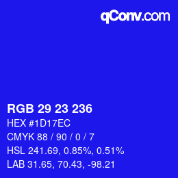 Color code: RGB 29 23 236 | qconv.com