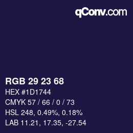 Farbcode: RGB 29 23 68 | qconv.com
