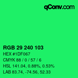 Color code: RGB 29 240 103 | qconv.com