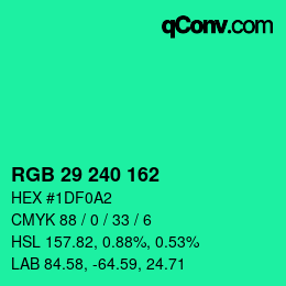 Color code: RGB 29 240 162 | qconv.com