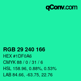 Color code: RGB 29 240 166 | qconv.com