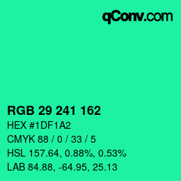 カラーコード: RGB 29 241 162 | qconv.com
