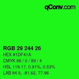 Color code: RGB 29 244 26 | qconv.com