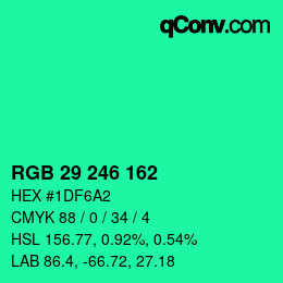 Color code: RGB 29 246 162 | qconv.com