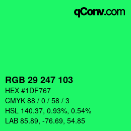 Color code: RGB 29 247 103 | qconv.com