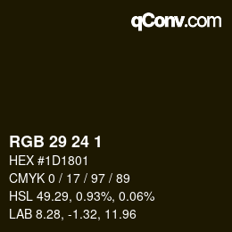 カラーコード: RGB 29 24 1 | qconv.com