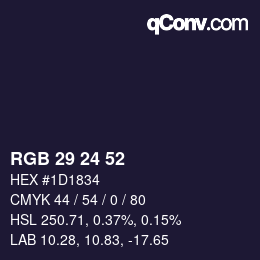 Color code: RGB 29 24 52 | qconv.com