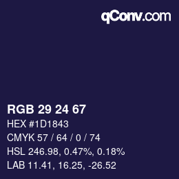 カラーコード: RGB 29 24 67 | qconv.com