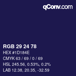 颜色代码: RGB 29 24 78 | qconv.com
