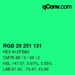 カラーコード: RGB 29 251 131 | qconv.com
