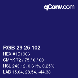 Color code: RGB 29 25 102 | qconv.com