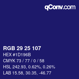 Color code: RGB 29 25 107 | qconv.com