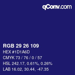 颜色代码: RGB 29 26 109 | qconv.com