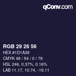 Color code: RGB 29 26 56 | qconv.com